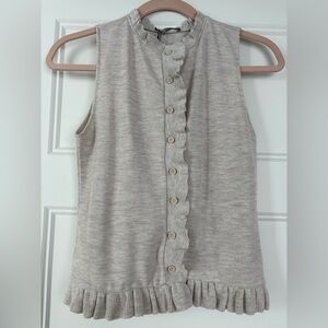 Zara Sleeveless Ruffle Blouse - Light Gray